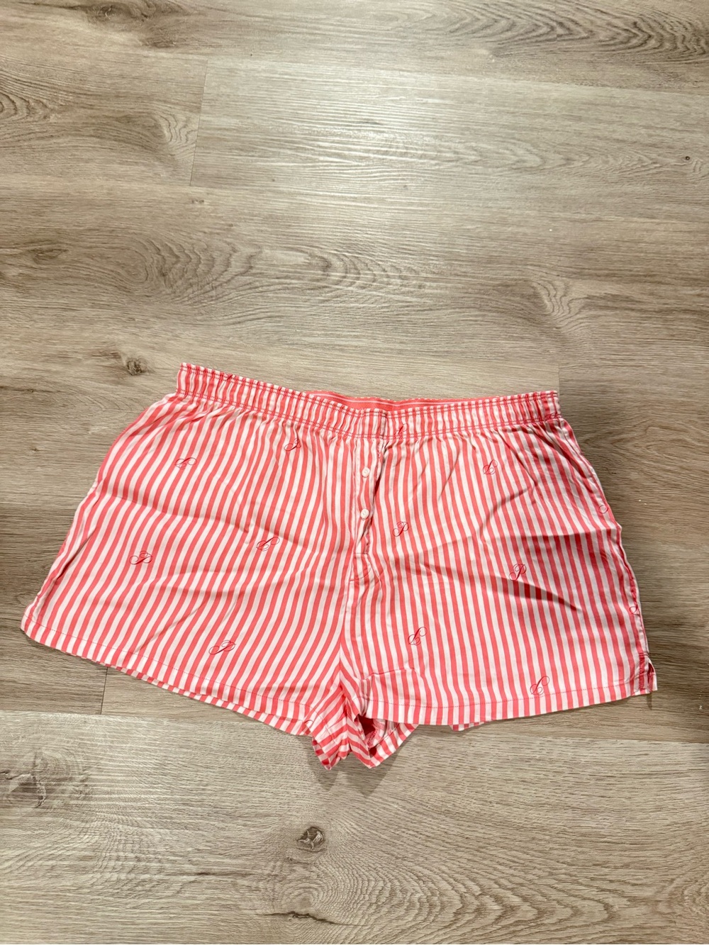 PINK Victoria's Secret Coral Pink Striped Boxer Shorts
